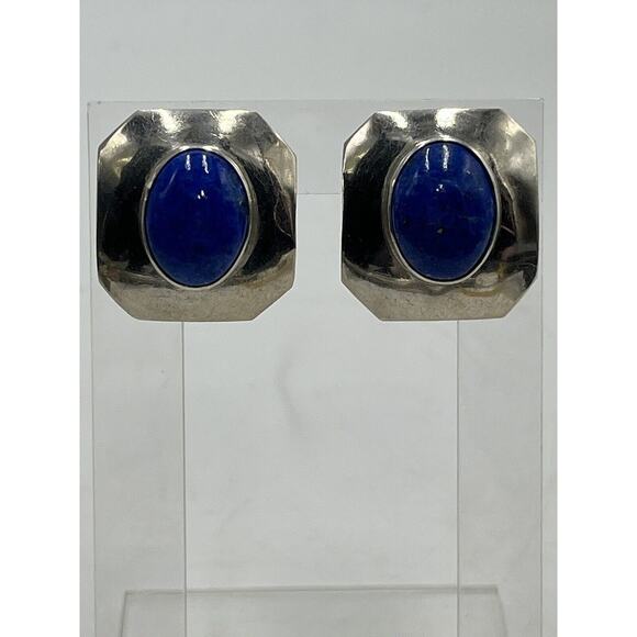 Jessie Claw Navajo Native American Signed Sterling Blue Lapis Lazuli Earrings - Picture 1 of 8